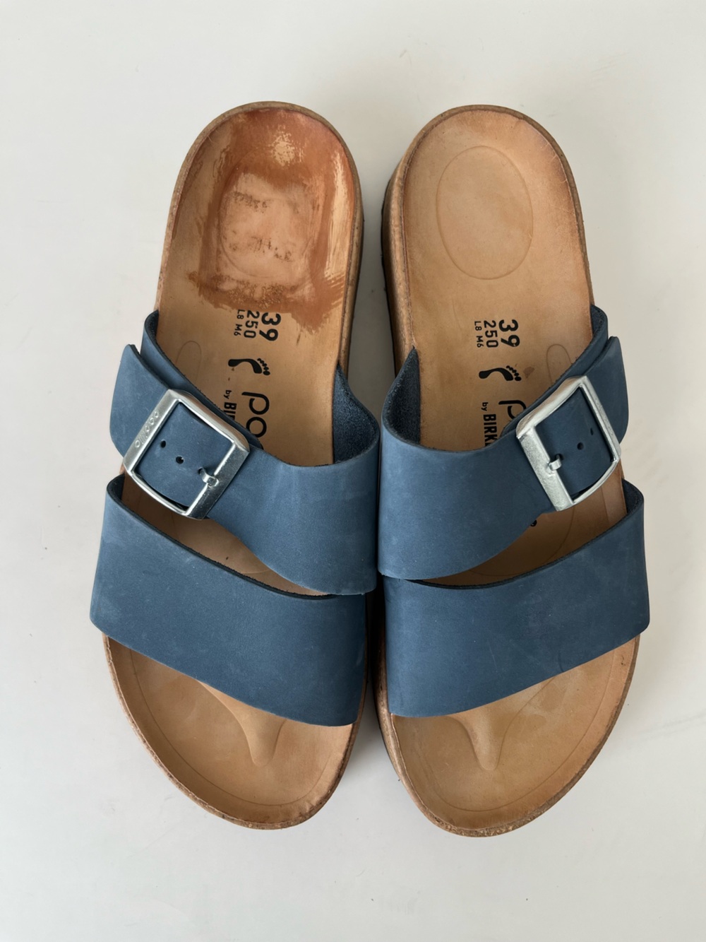Birkenstock Papillio Almina Two-Strap Slide leather Sandals blue 39 US8 - Picture 9 of 12